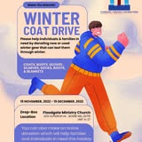 Winter coat drive community outreach flyer